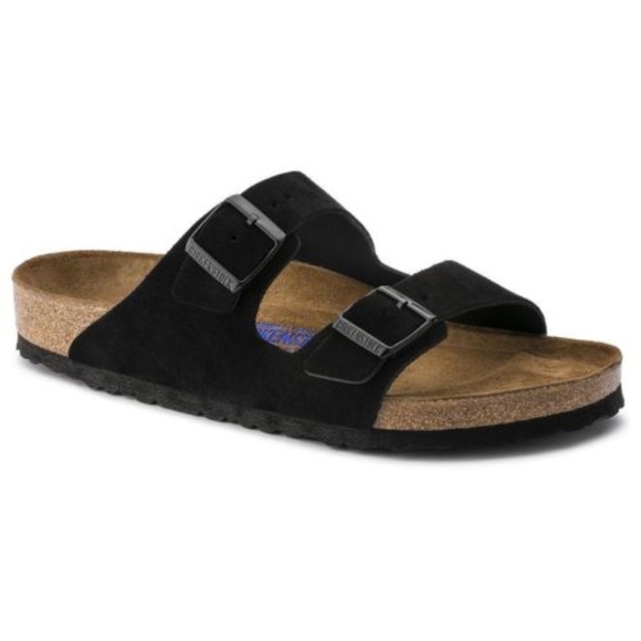Birkenstock Shoes - Birkenstock Arizona Black Suede SoftFootbed UNISEX